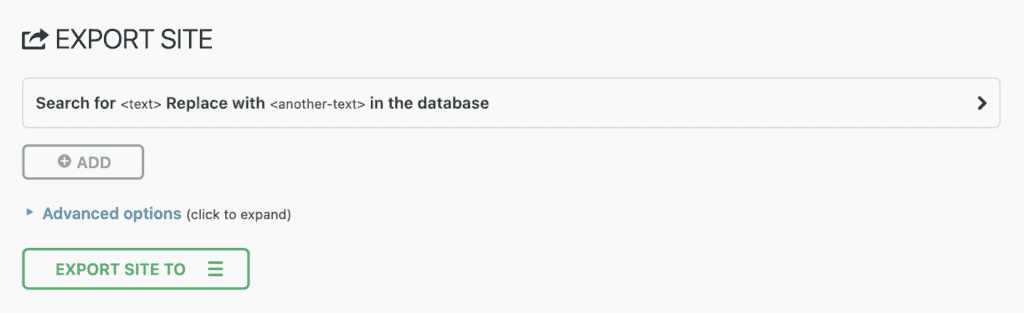 All-in-One WP Migration export section